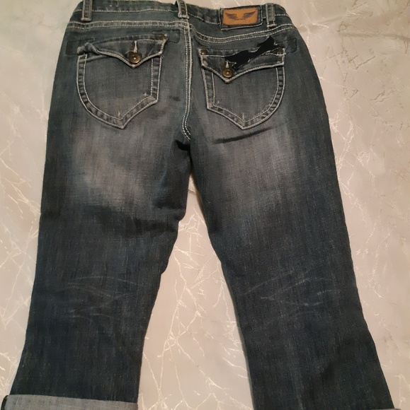 Illegal Capris Cuffed Blue Jeans Size 7 - Picture 5 of 8
